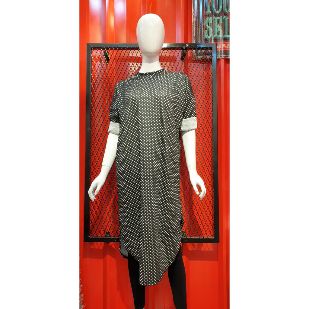 LONG TUNIK KAOS IMPORT MOTIF POLKADOT