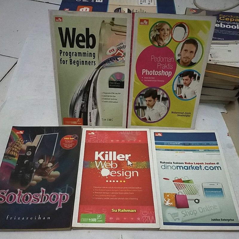 OBRAL BUKU KOMPUTER SOTOSHOP. KILLER WEB DESIGN/ RAHASIA SUKSES DINOMARKET/PEDOMAN PRAKTIS PHOTOSHOP