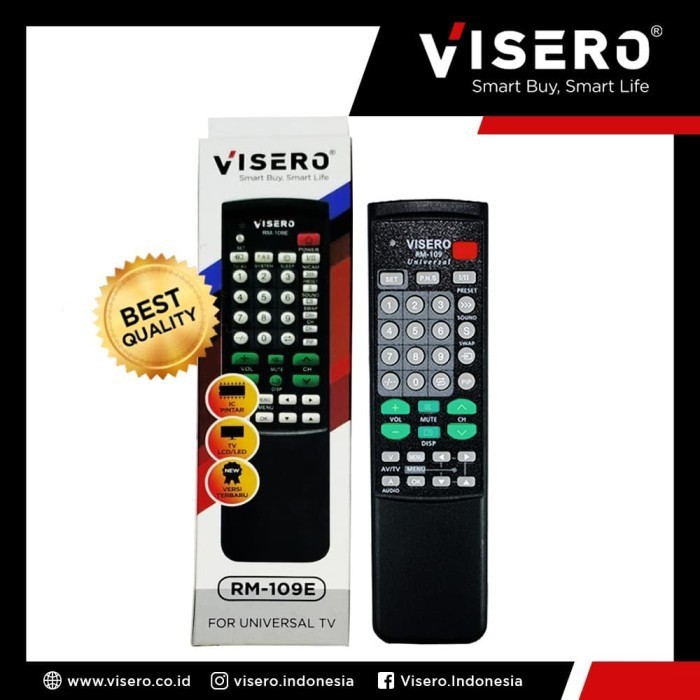 Remot Universal Remote Multi TV Tabung Visero RM-109E Kode Multy  Semua Merk Tv Bisa