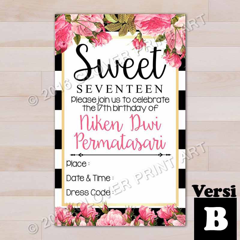 Isi 10 Kartu Undangan Ulang Tahun Birthday Invitation Remaja Sweet Seventeen