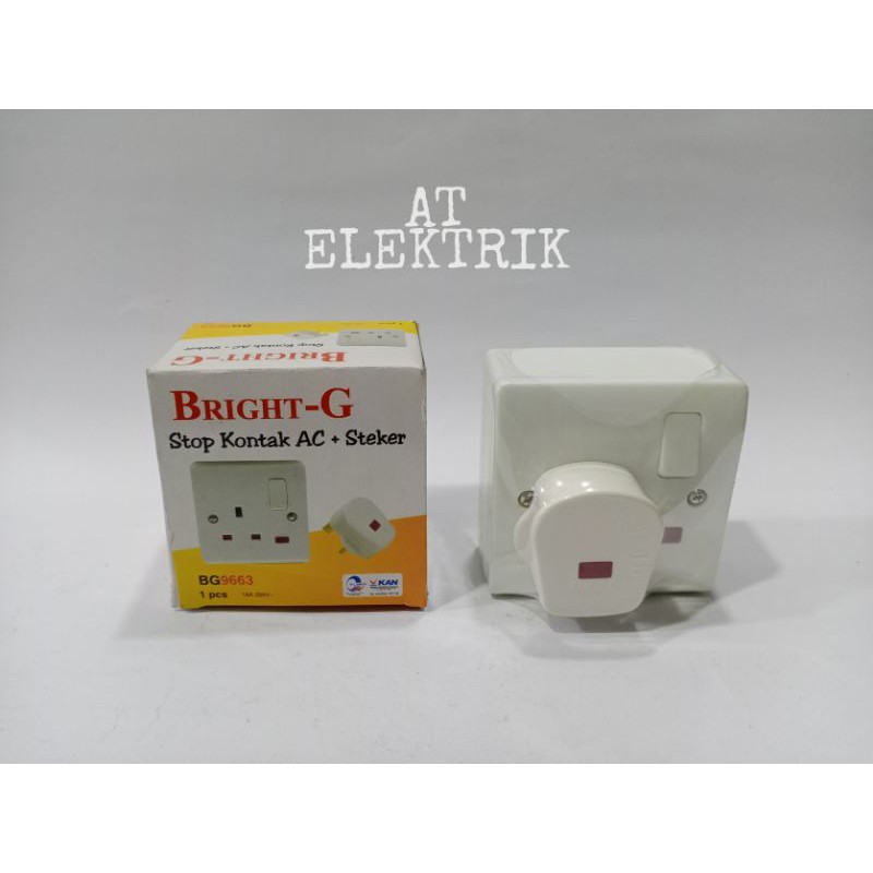 Stop Kontak AC + Steker AC + Outbow dus BRIGHT - G ( BG 9663 ) / stop kontak AC 1 Set / Stop AC Set