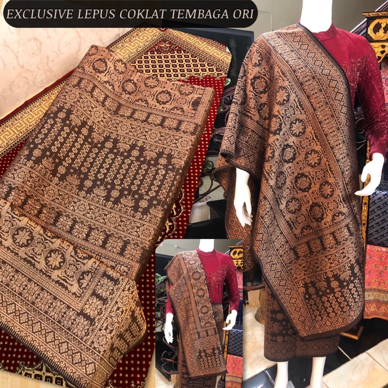 EXCLUSIVE Lepus Tembaga ORI / warna alam Coklat /songket tenun asli palembang /ilham songket palemba