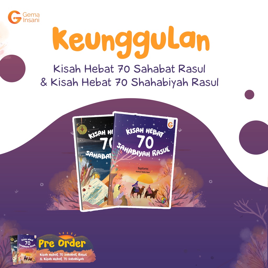 Buku 1 Set Kisah Hebat 70 Sahabat &amp; sahabiyah Rasul - Gema Insani 100% Original