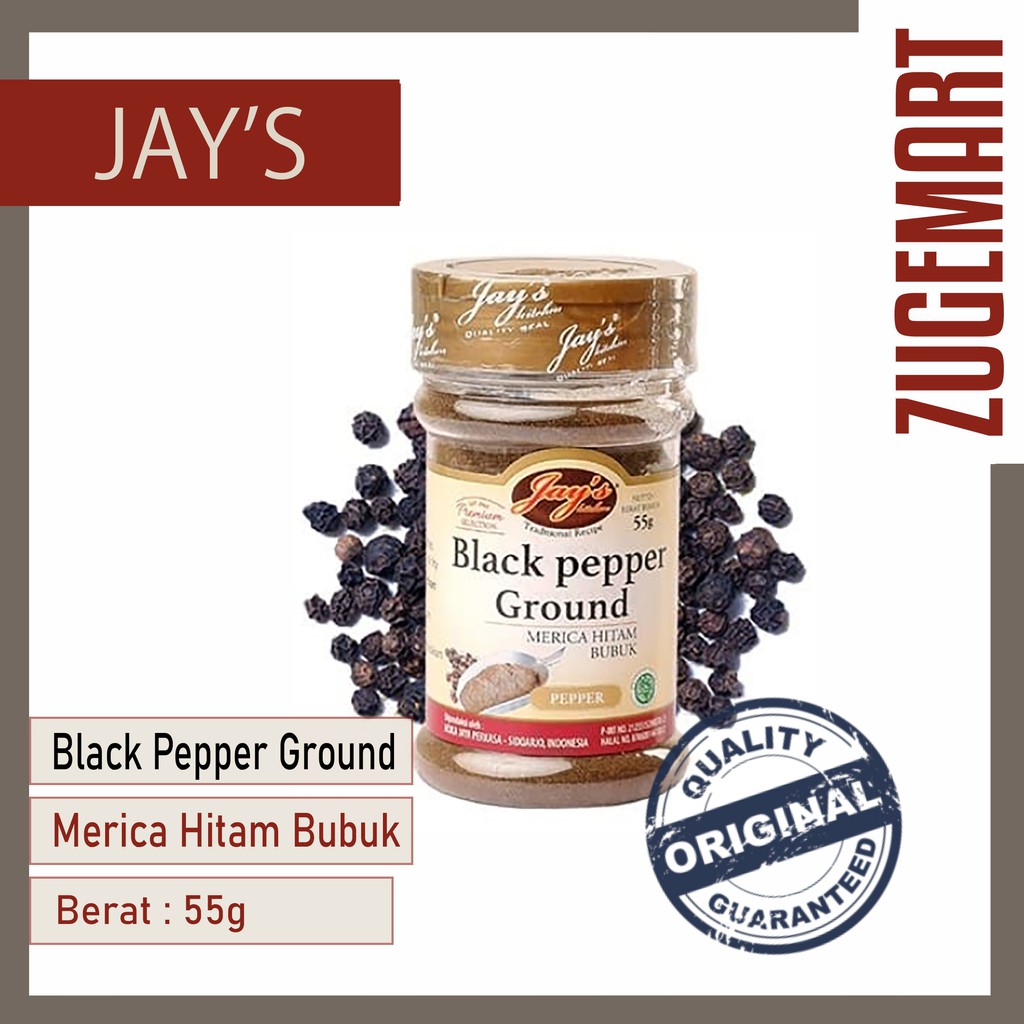 

Jay's BlackPepper Ground / Jays Merica Hitam Bubuk / Jay - 55Gram