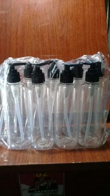 Botol Pet 250 Ml Natural Pump Hitam
