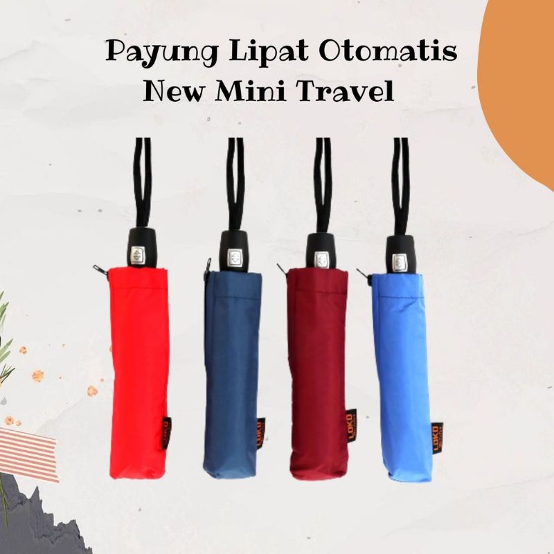 Payung Lipat Otomatis New Mini Travel ( Simple &amp; Kokoh) anti UV Polos