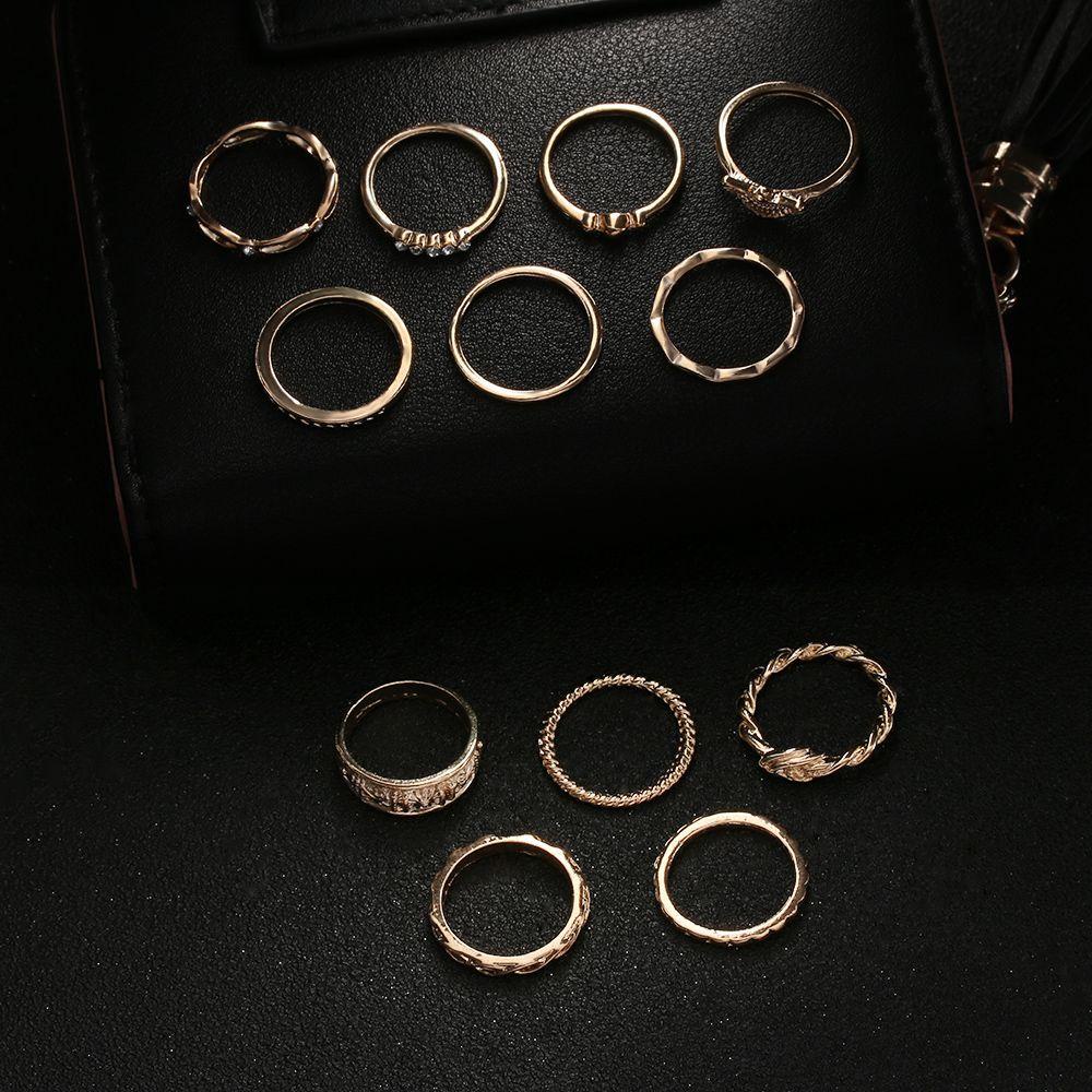 Nanas 12Pcs/Set Cincin Jari Buku Jari Hadiah Wanita Band Vintage Susun