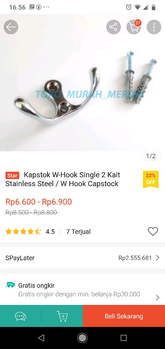 Kapstok W-hook Single 2 Kait Stainless Steel / W Hook Capstock Cantolan Gantungan Baju Pengait