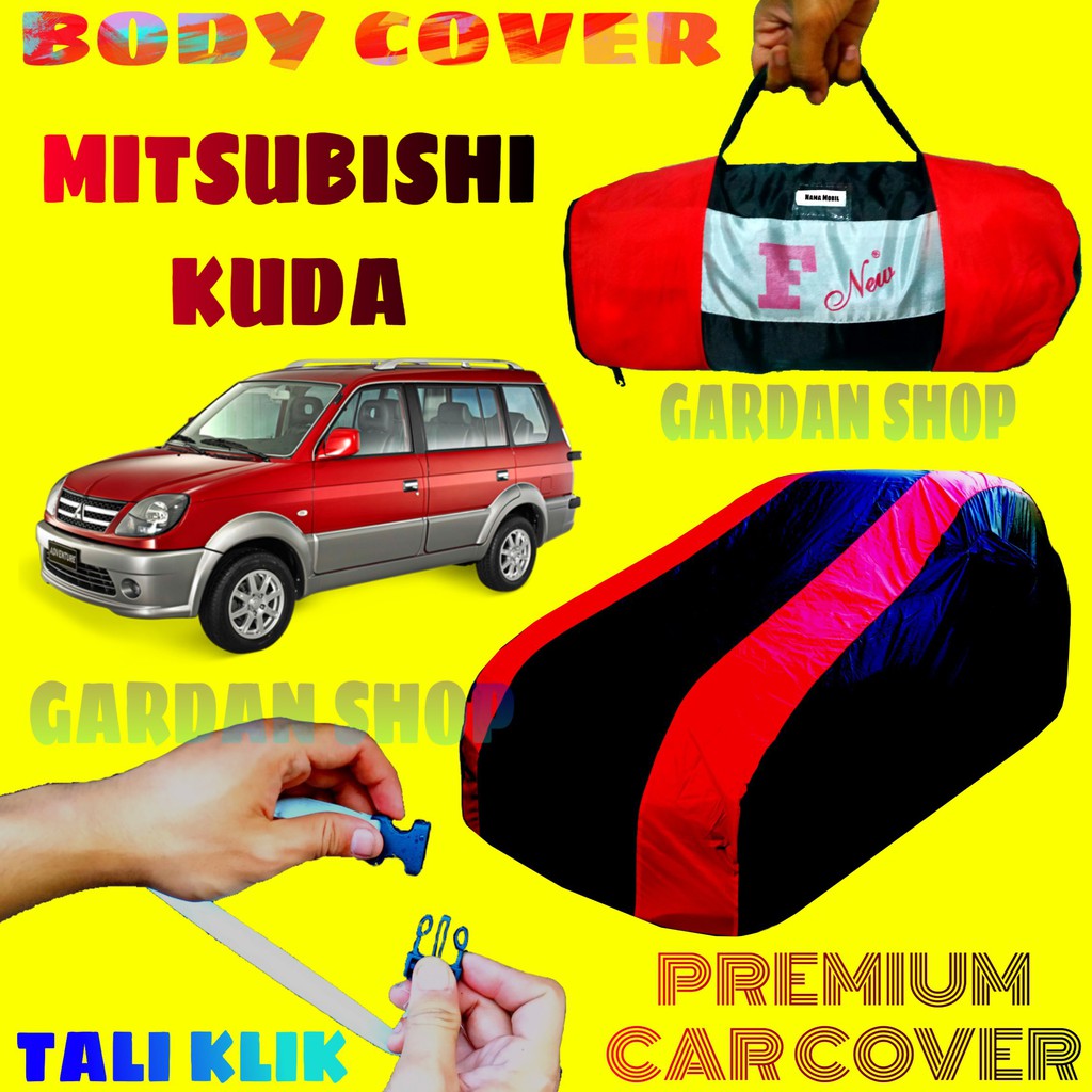 Body Cover MITSUBISHI KUDA Sarung MERAH Penutup Pelindung Bodi Mobil Kuda Waterproof PREMIUM Cover