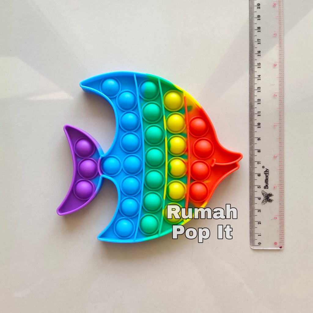 Pop It Fidget Toys IKAN RAINBOW / Fidget Pop It Squishy / Mainan Pop It