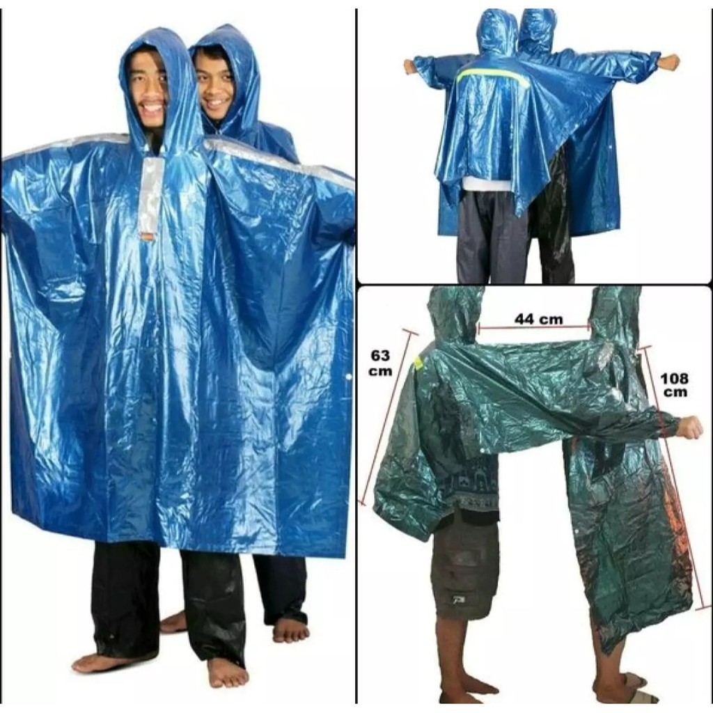 Jas Hujan Ponco Lengan 2 Kepala Elmondo 708 - Poncho 2 Kepala Jas Hujan Poncho Boncengan 2in1 Elmondo