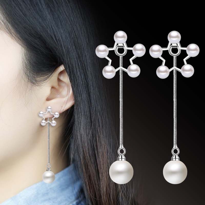 Anting Perak 925 Wanita Pentagonal Anting-Anting Bulat Perhiasan Fashion