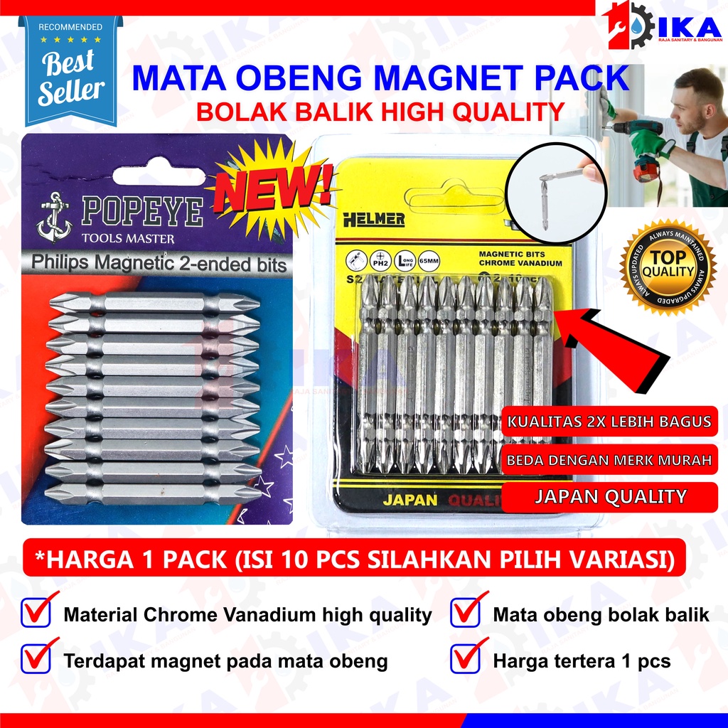 MATA BOR OBENG SET &quot;HELMER&quot; JAPAN QUALITY / GROSIR TIDAK ECER JUAL PER 1 PACK ISI 10 PCS TOP