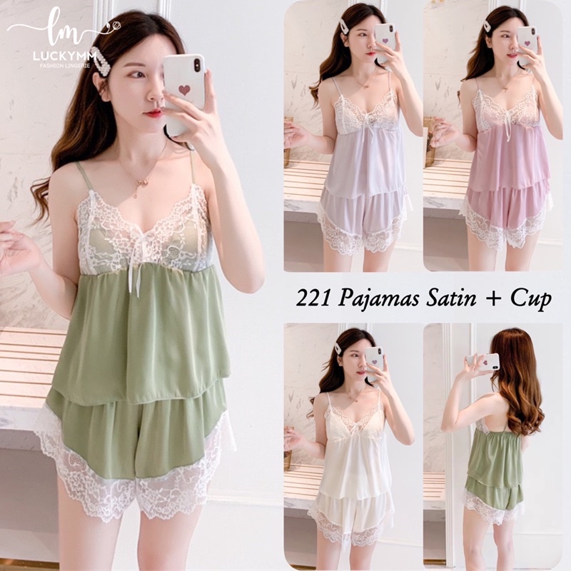 Ready Sexy lingerie satin baju tidur pajamas satin wanita / Baju tidur satin lingerie wanita /