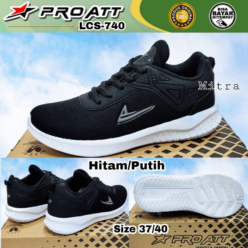 Sepatu Sneakers Wanita Cewek PRO ATT LGH 456 / LCS-740 Hitam Putih Size 37 s/d 40 Original Murah-1