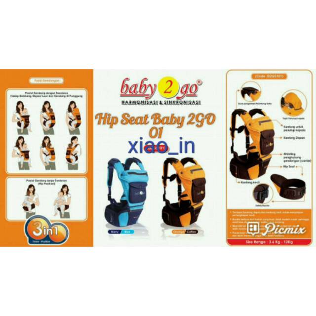 SCOTS B2G5101 gendongan Hipseat baby 2go by scots