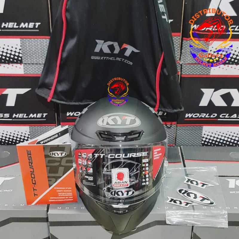 HELM KYT TT COURSE TTC BLACK DOP MURAH