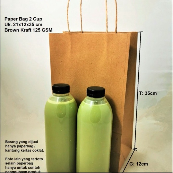 

Paperbag Coklat 2 CUP TALI 21x12x35cm 125 GSM ( isi : 10 pcs )
