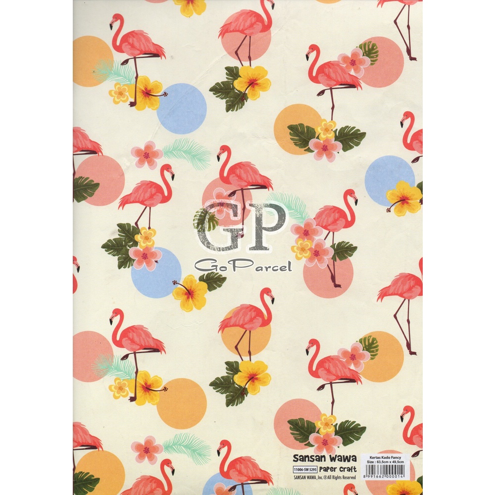 ( 5 Lembar ) FLAMINGO SANWA - KERTAS KADO ANGSA BEBEK - GIFT WRAP PAPER SANSAN WAWA FLAMINGGO