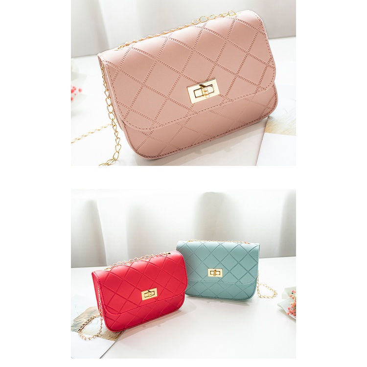 Tas Selempang Wanita Mini Tas Hp Tali Rantai Fashion Korea Style Sling Bag Cewek PU Satu7an T90