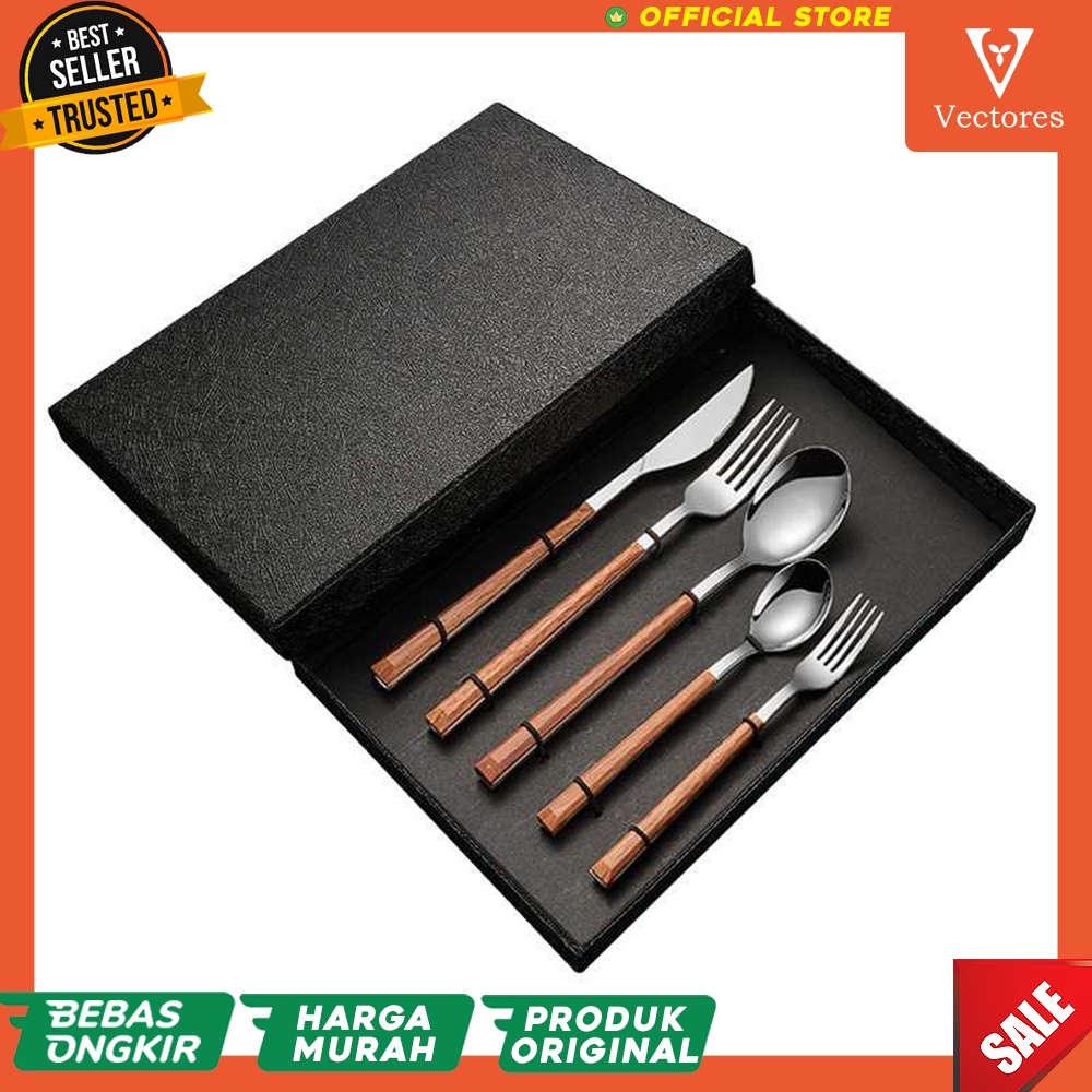 [ORIGINAL] Cutlery Set Alat Perlengkapan Makan Sendok Garpu Pisau Spoon Hotel Travel Murah Terbaru