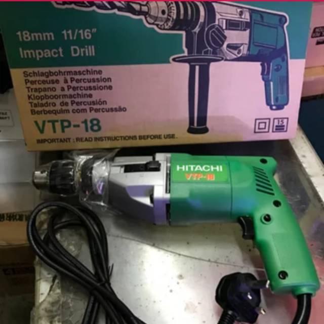 Mesin bor besi beton impact drill 18mm hikoki hitachi VTP -18