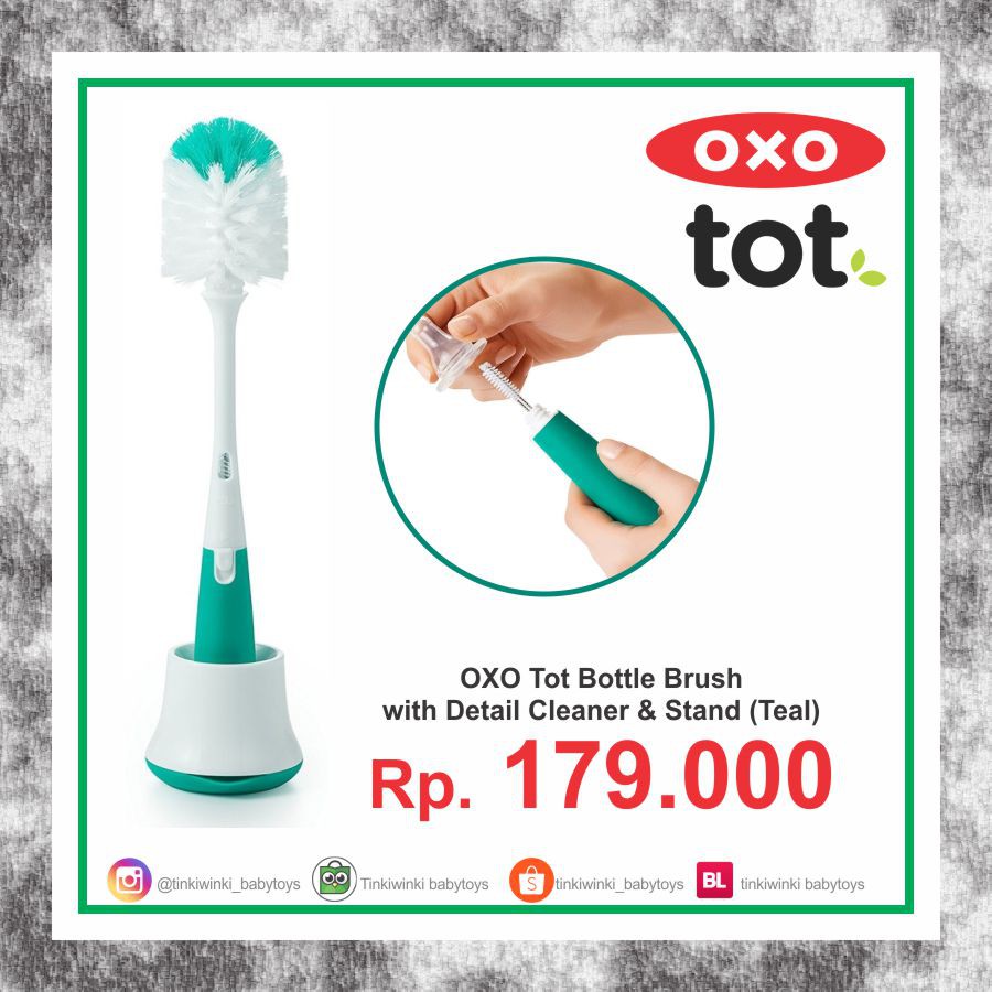 OXO Tot Bottle Brush  with Detail Cleaner &amp; Stand (Teal)