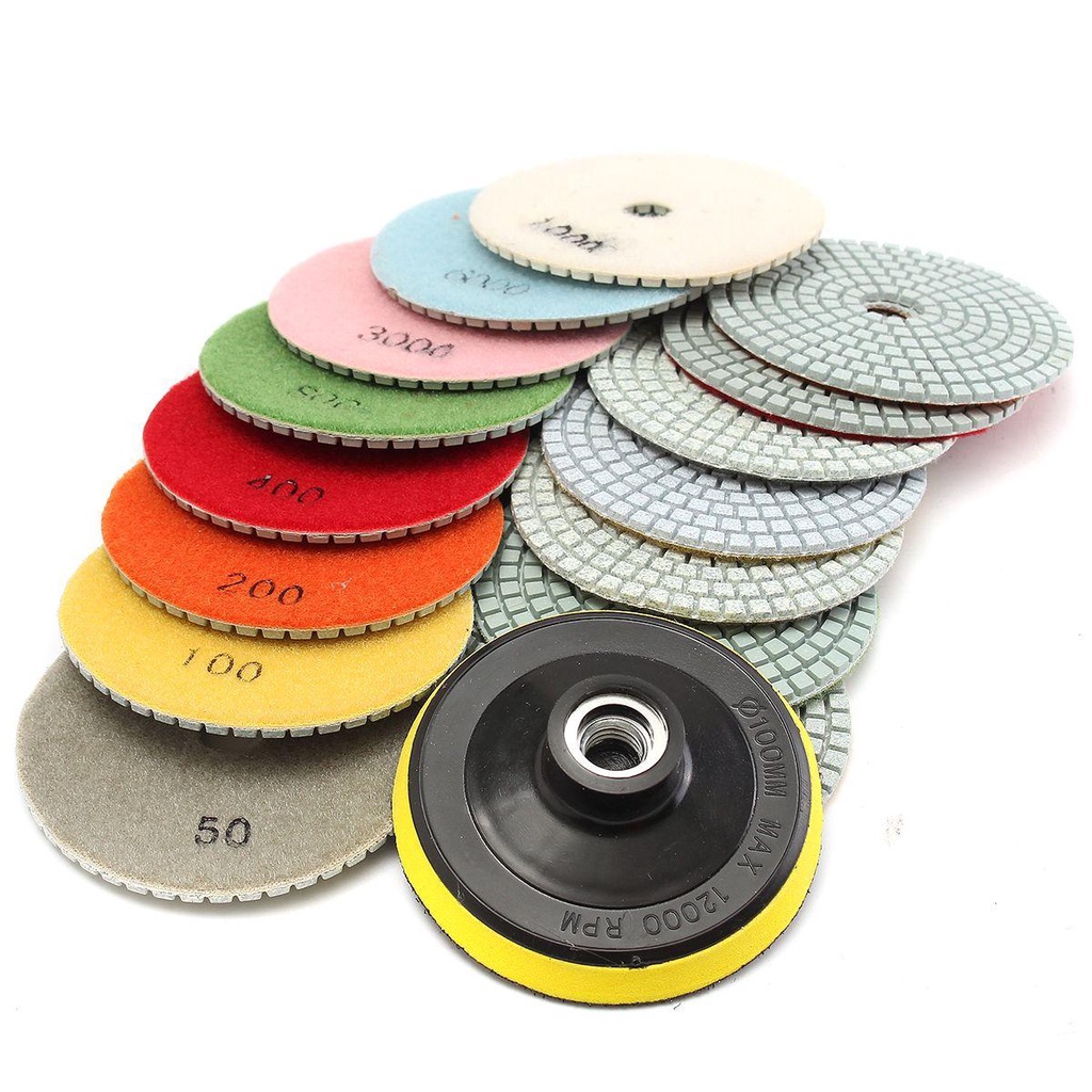 Populer Diamond Polishing Pads Kualitas Bagus Kit 16pcs Poles Marmer