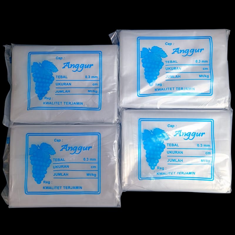 Plastik PE merk Anggur uk 10x20/ Plastik Bening Murah / Plastik Es Mambo / Plastik Es gula minyak/Kantong Plastik PE, kantong Gula, Plastik ES, plastik kiloan (semua ukuran)