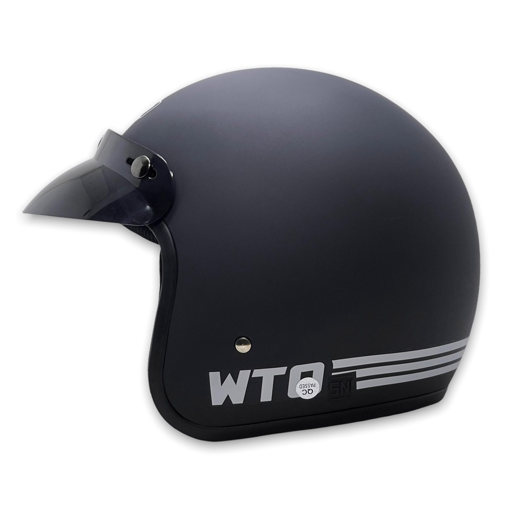 [Helm Dewasa] WTO Helmet Retro Pet - CLS1 - Hitam Doff