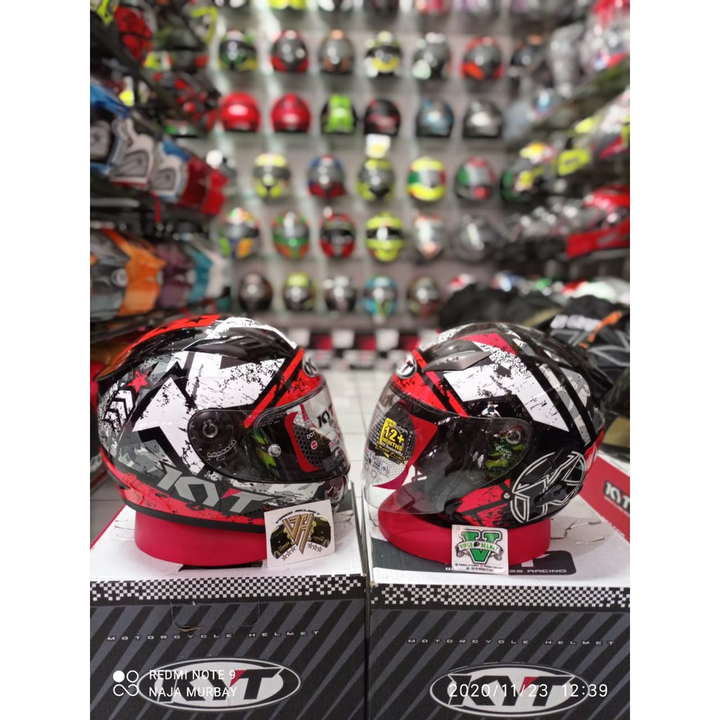 KYT HELM COUPLE - KYT R10 MOTIF SERI 3 BLACK RED+KYT GALAXY MOTIF SERI 5 /BLACK RED