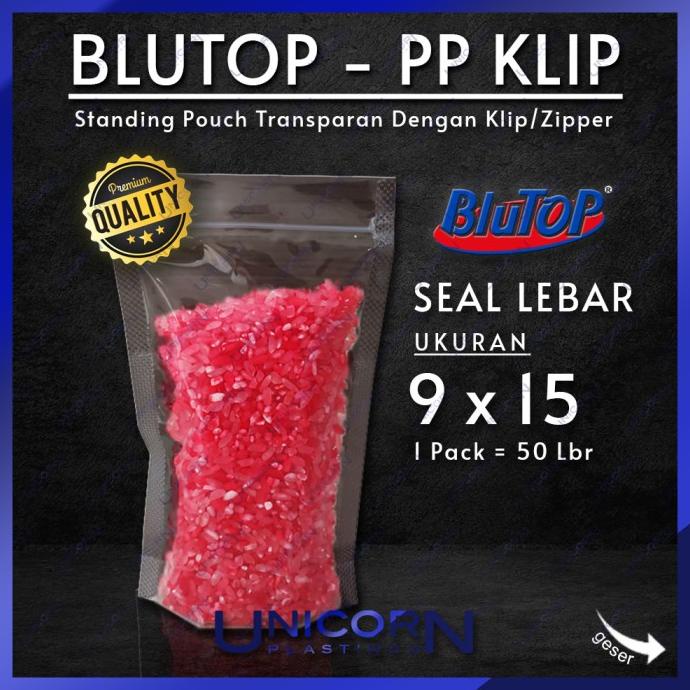 PLASTIK PP KLIP LEBAR STANDING POUCH 9X15 ZIPPER / ZIPLOCK