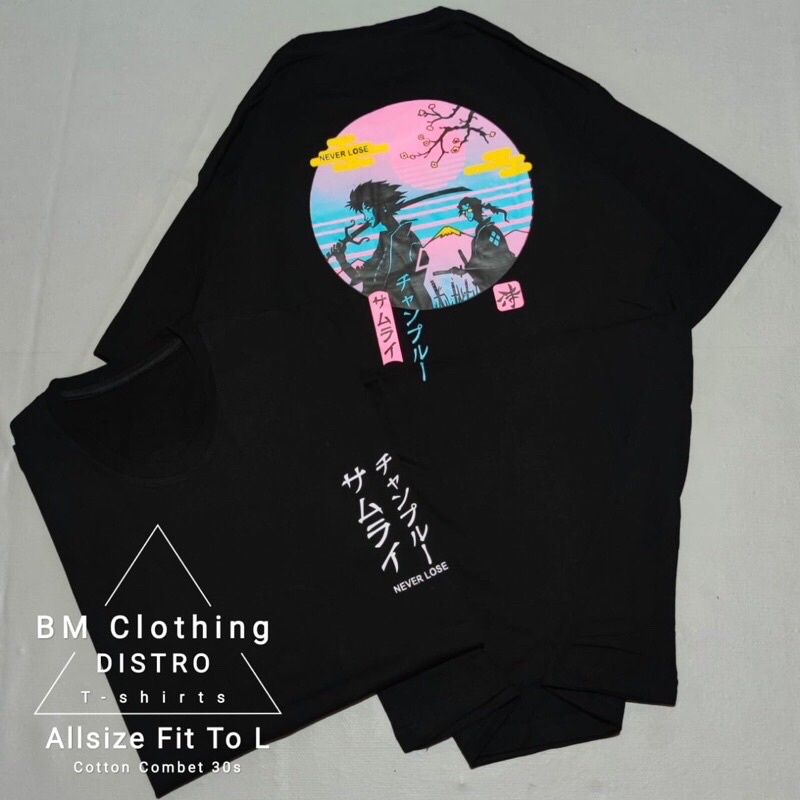 BAJU KAOS T SHIRT ATASAN DISTRO PRIA WANITA COWOK GAMBAR TULISAN SAMURAI JEPANG JAPAN CINA CHINA ORI