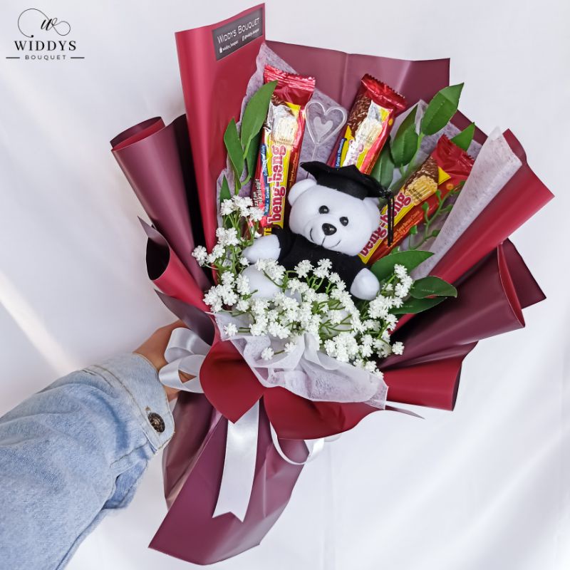 SNACK BOUQUET - buket beng-beng dan boneka wisuda | buket boneka wisuda | buket boneka murah | baby 