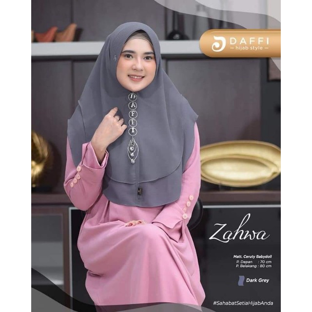 Khimar mini 2 layer Zahwa bahan ceruty Babydoll ORI Daffi hijab