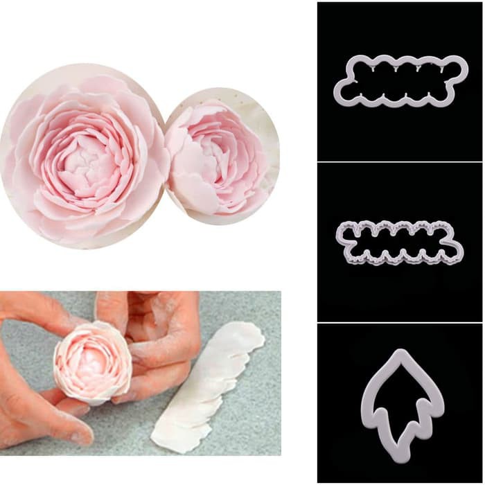 Fondant Cake Cutter - Cetakan Fondant Bunga Peony (3pcs)