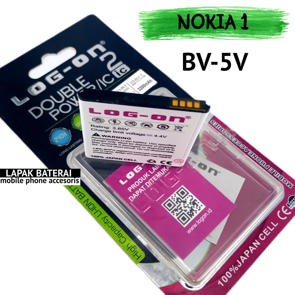 LOG ON Baterai Nokia 1 TA-1047 / TA-1060 BV-5V Double IC Protection Battery Batre