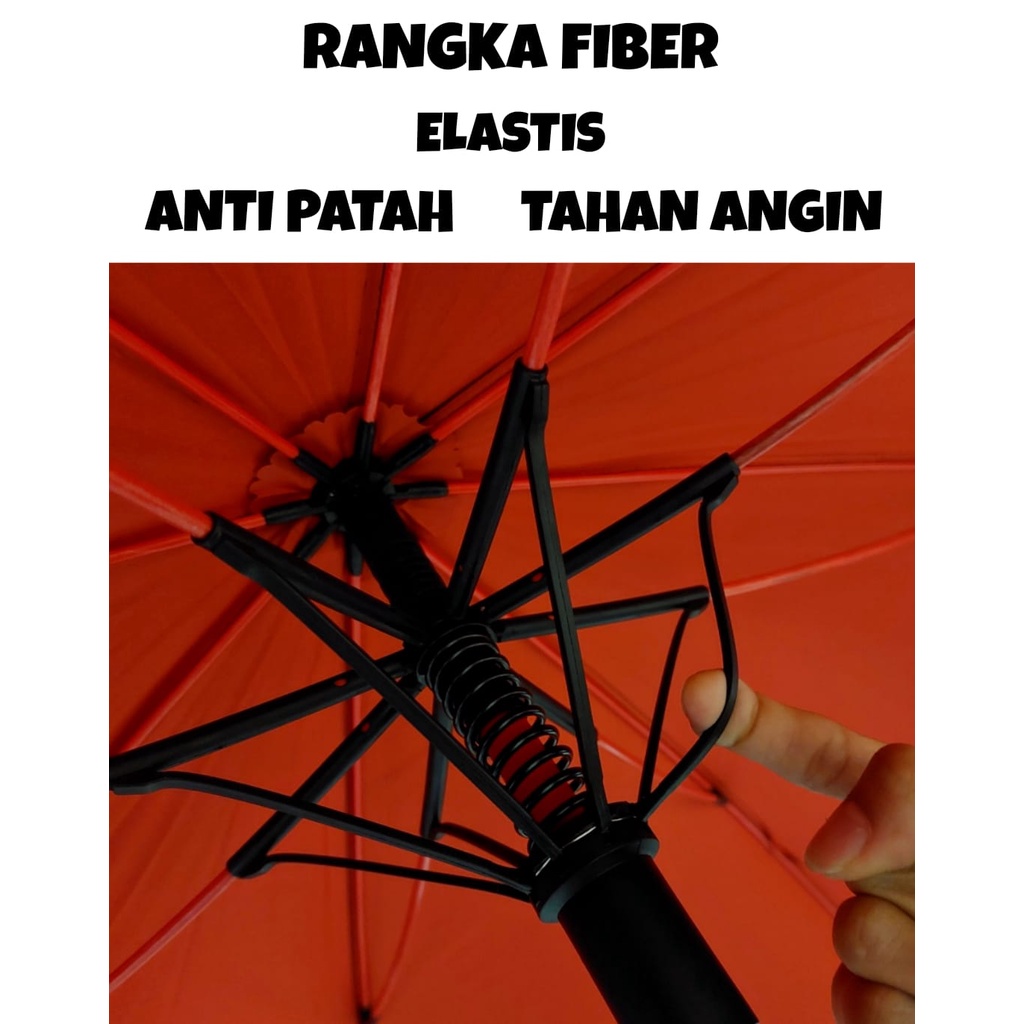 [SALE] PAYUNG JUMBO LAPIS HITAM RANGKA FIBER OTOMATIS BUKA 001