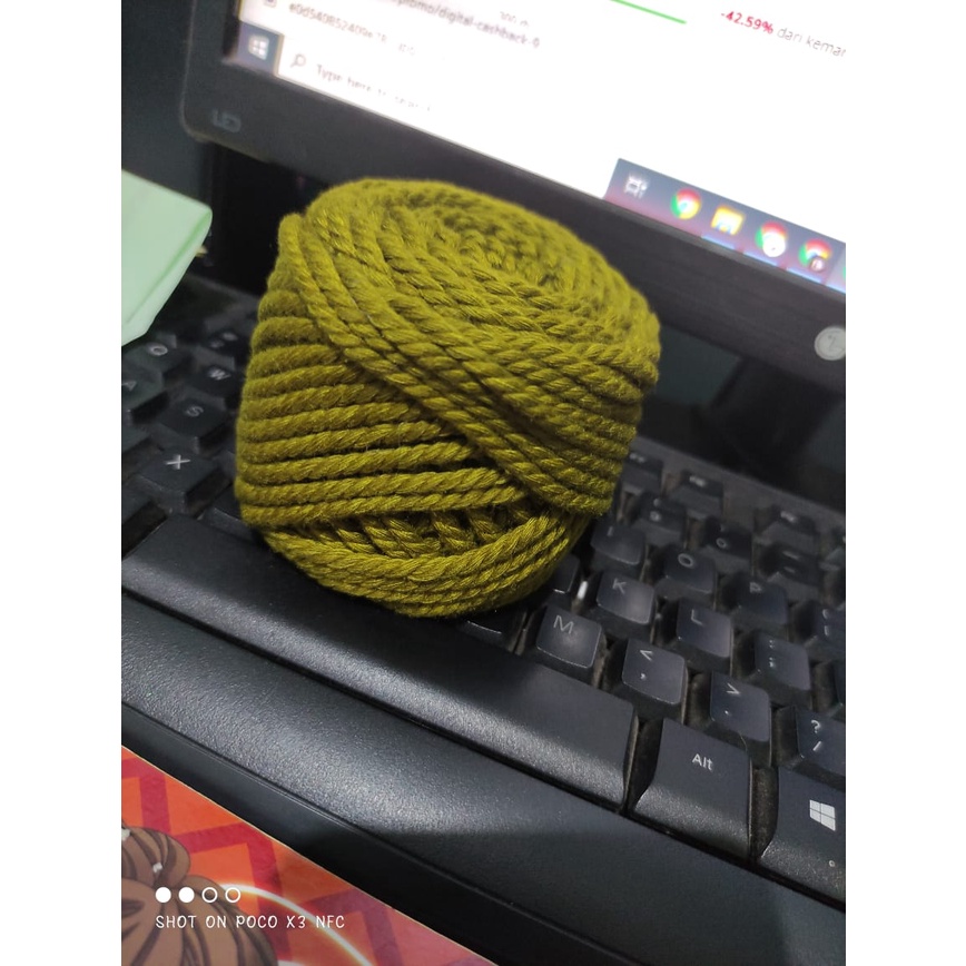Tali katun makrame 3mm warna per roll