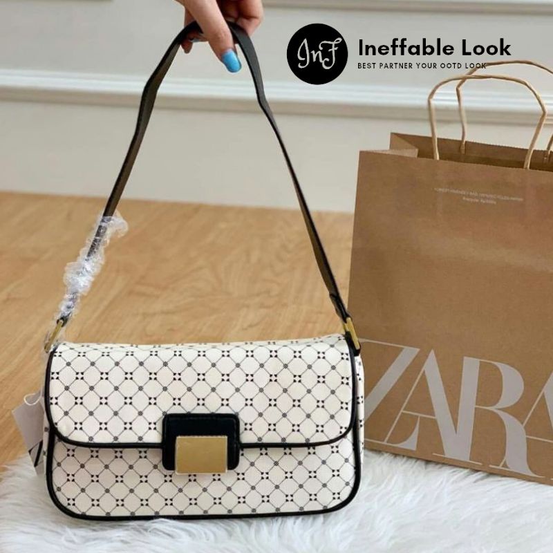 TAS ZARA WANITA EMBOSED WHITEBAND TAS ZARA EMBOSSED LONG WHITE  Tas Selempang ZR Zar4 Wanita Black W
