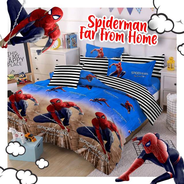 KAIN BAHAN SPREI METERAN KATUN STAR MOTIF SPIDERMAN