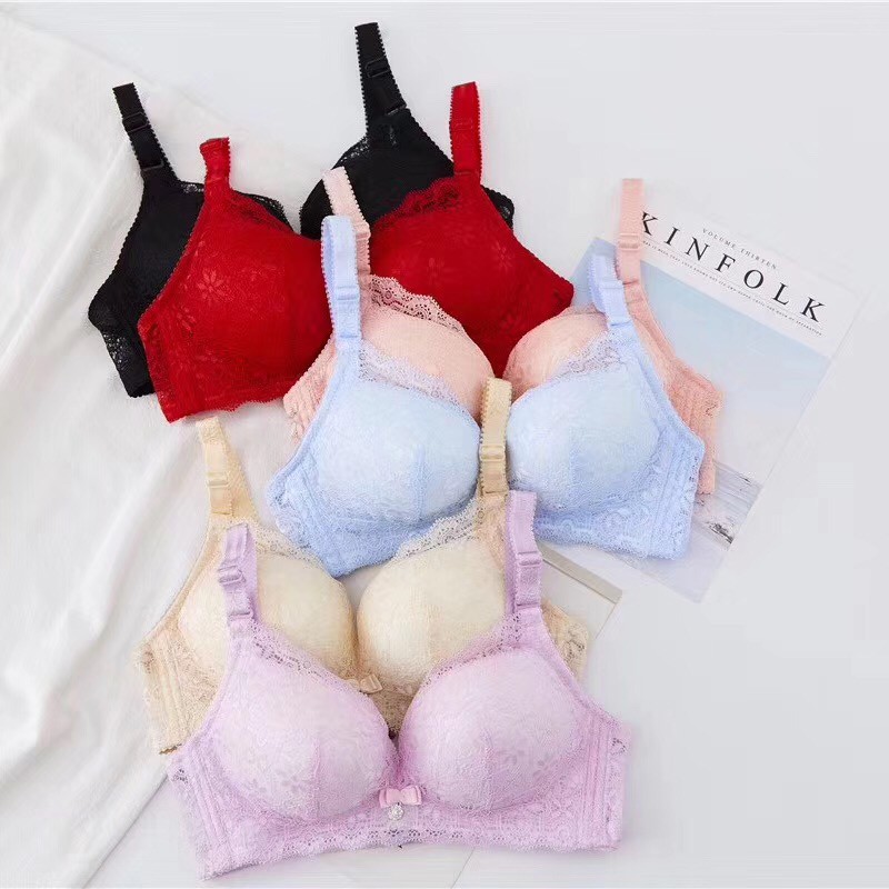 Bra Wanita dengan Model Tanpa Kawat dan Bahan Lace Busa Tebal Bergaya Sexy 2705