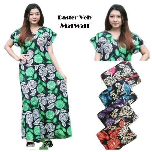 Daster vely motif bunga shabby kain rayon motif mawar