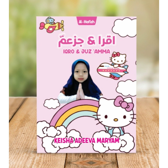 Buku Iqra Iqro Hard cover Anak Balita Terjemah Lengkap Gratis  Custom Nama Dan Foto-hello kitty