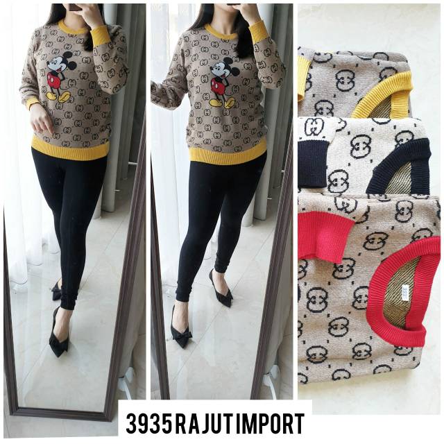 Blouse Sweater Mickey Gusci Rajut Import NBN (3932)