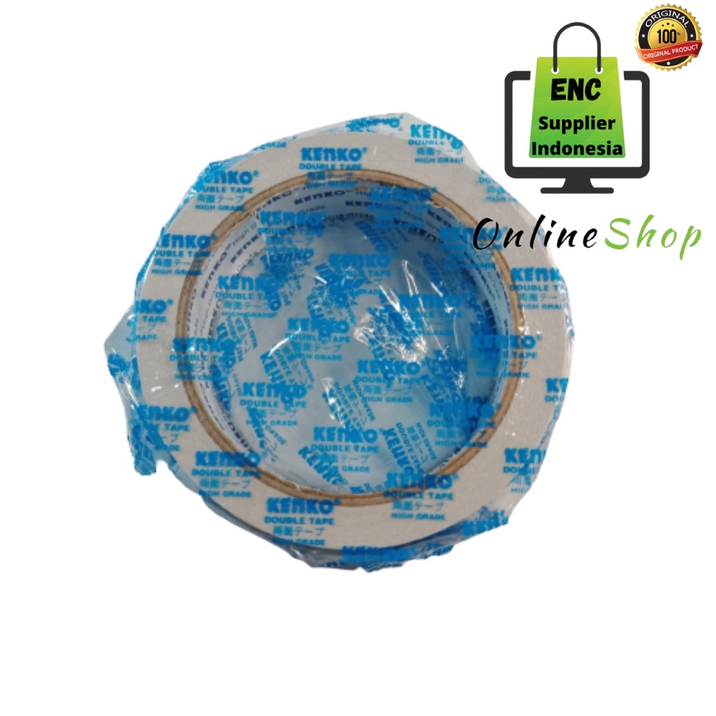 

KENKO 1 buah Double tape 48mm core biru 2 inch tip solasi 48 mm x 15 yard isolasi bolak balik per rol - enc.sup