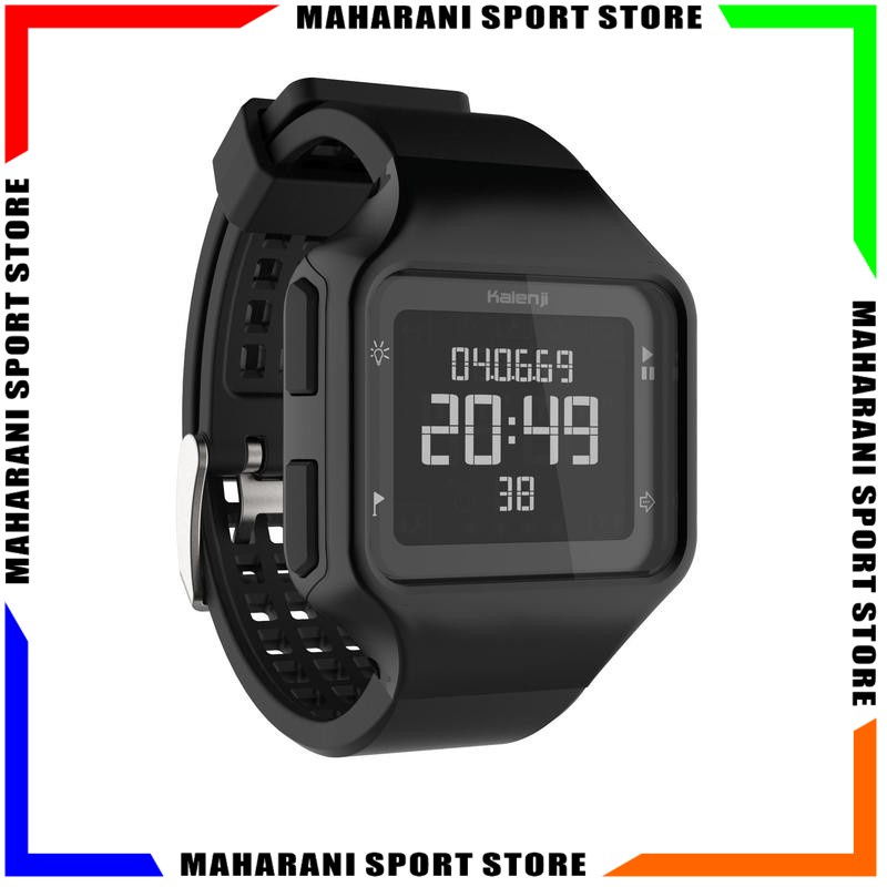 Jam Tangan Pria Kalenji W500m Men's Running Stopwatch - Black