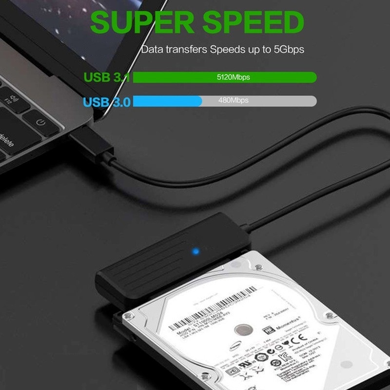 Kabel Transmisi Data SATA Ke USB 3.0 Tipe C 5Gbps High Speed Untuk Hard Disk HDD SDD 2.5 &quot;