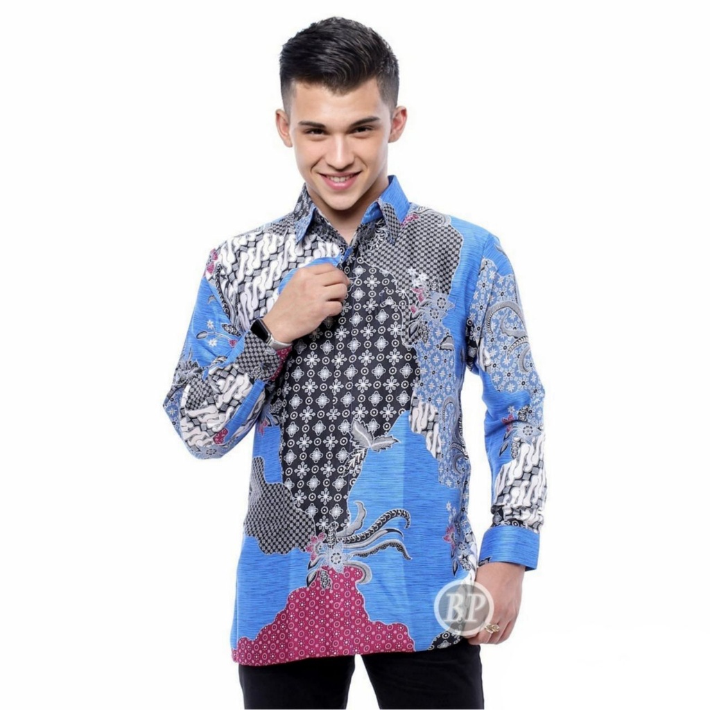 Baju batik Pria KEMEJA SEMI SUTRA ORIGINAL Atasan Kemeja Batik Lengan Panjang Original