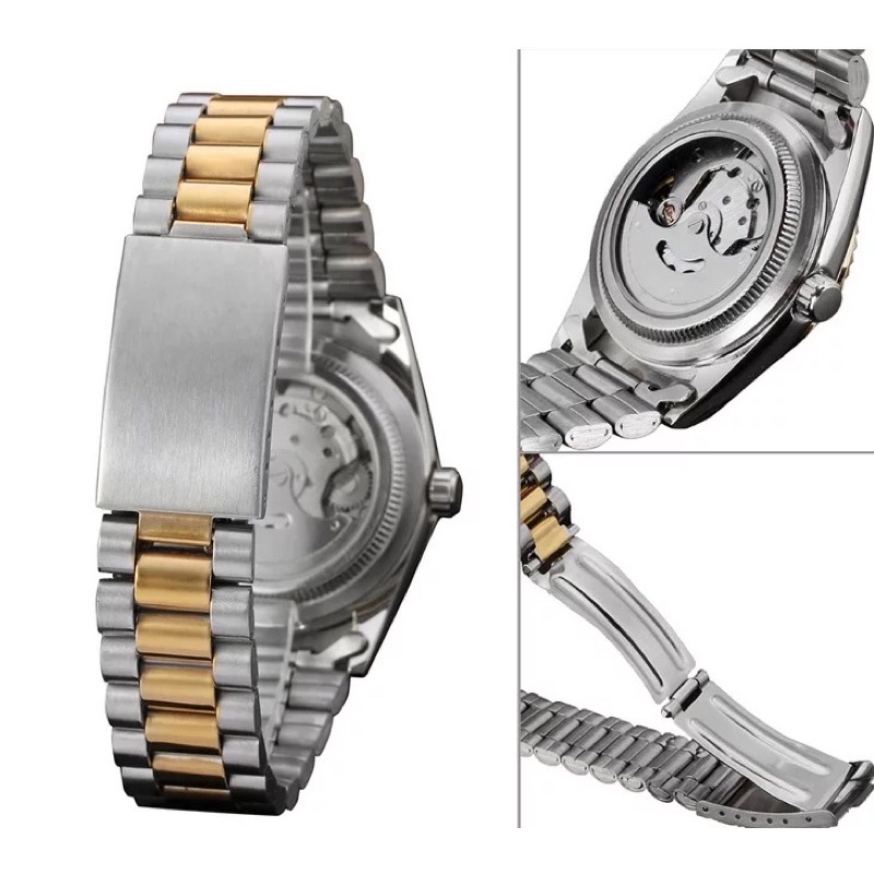 Jam Tangan Mekanik Automatic Winner Datejust Silver Gold Black